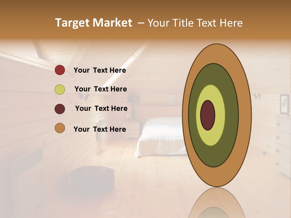 A Bedroom With Wooden Walls And A White Bed PowerPoint Template