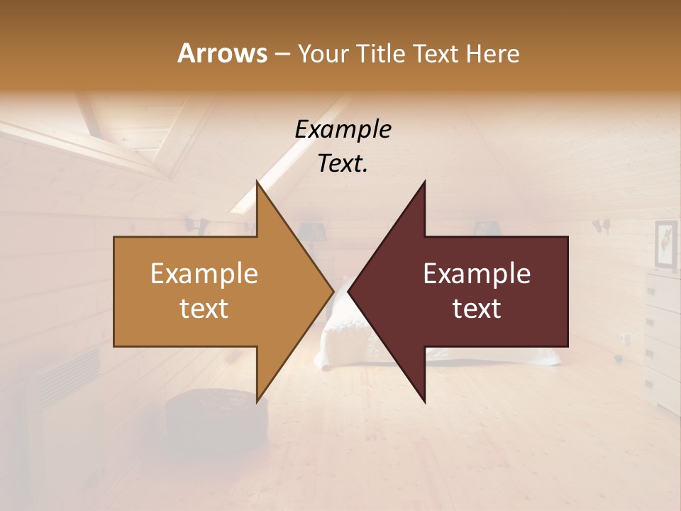 A Bedroom With Wooden Walls And A White Bed PowerPoint Template