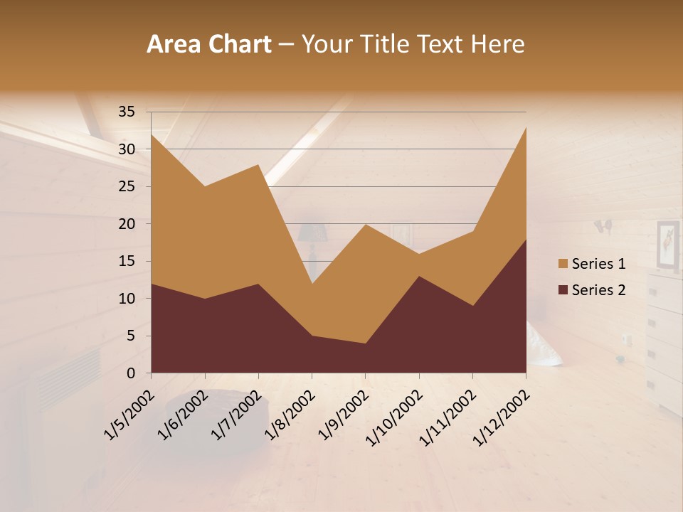 A Bedroom With Wooden Walls And A White Bed PowerPoint Template