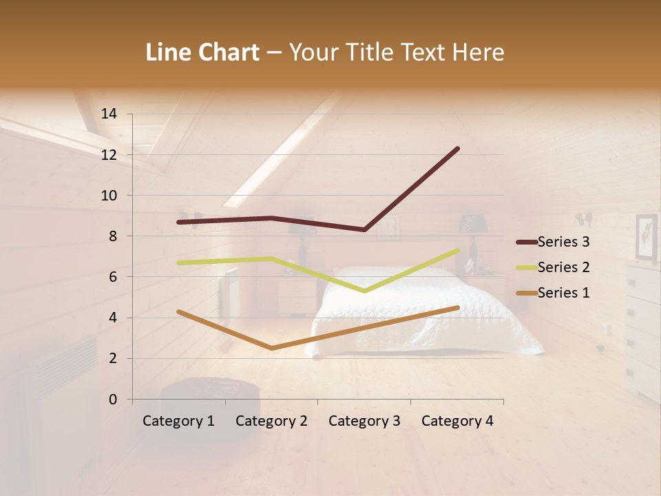 A Bedroom With Wooden Walls And A White Bed PowerPoint Template
