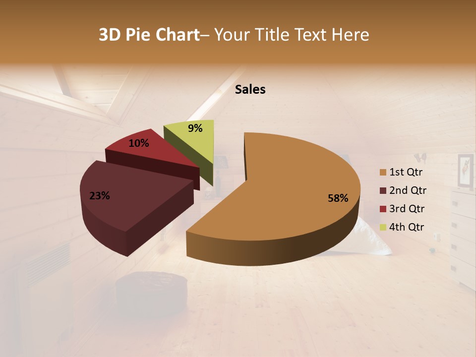 A Bedroom With Wooden Walls And A White Bed PowerPoint Template