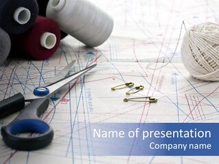 Scissors Textiles Backgrounds PowerPoint Template