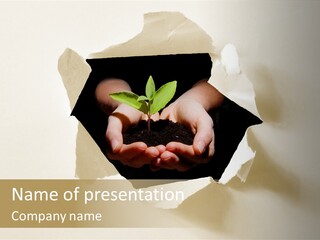 Growth Hand Rip PowerPoint Template