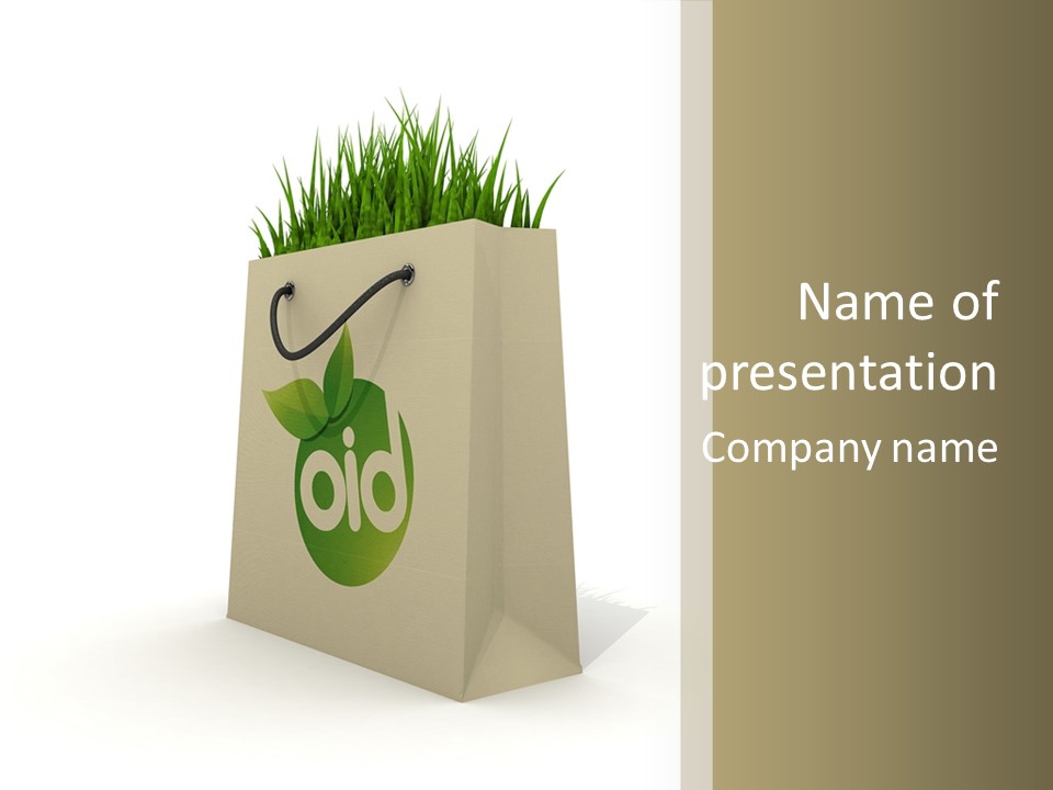 A Paper Bag With Grass Inside Of It PowerPoint Template