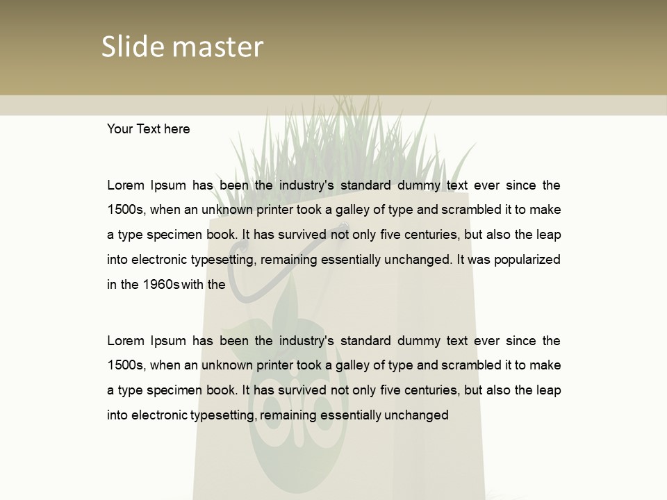 A Paper Bag With Grass Inside Of It PowerPoint Template
