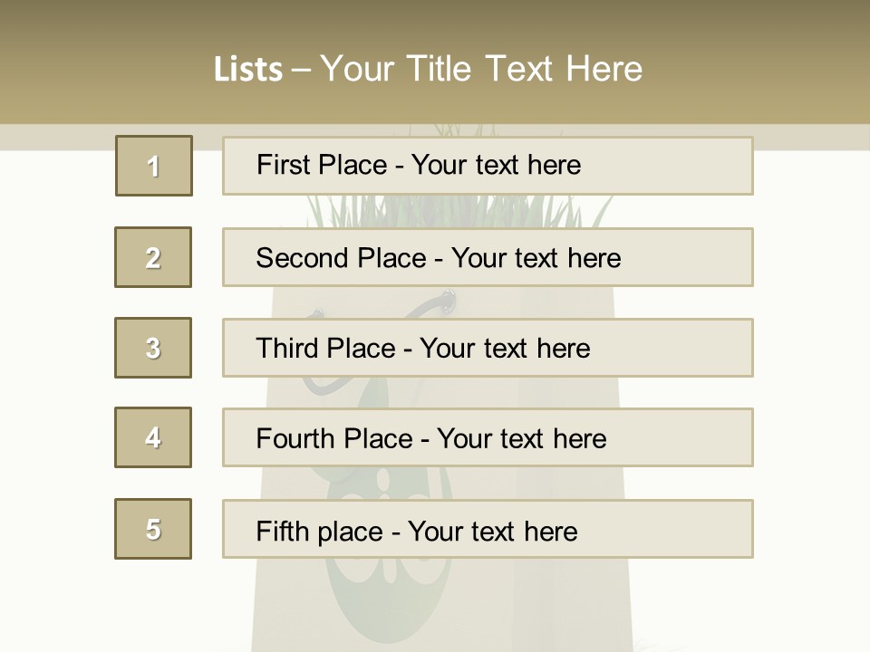 A Paper Bag With Grass Inside Of It PowerPoint Template