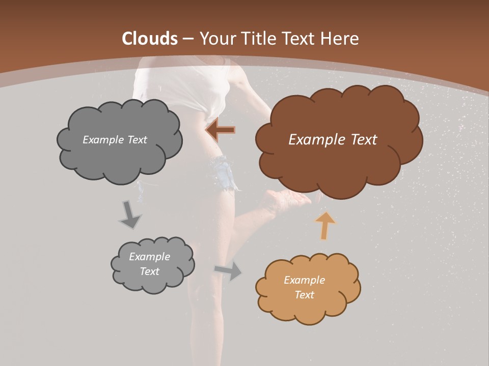 A Woman Jumping In The Air In The Rain PowerPoint Template