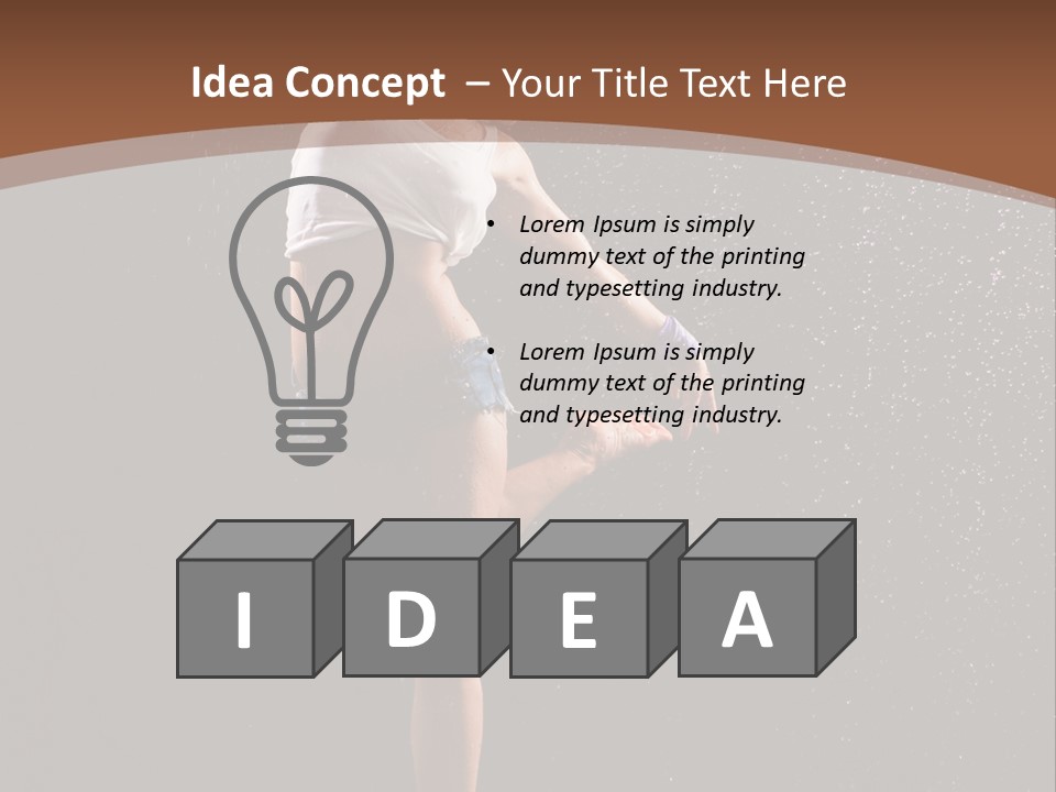 A Woman Jumping In The Air In The Rain PowerPoint Template