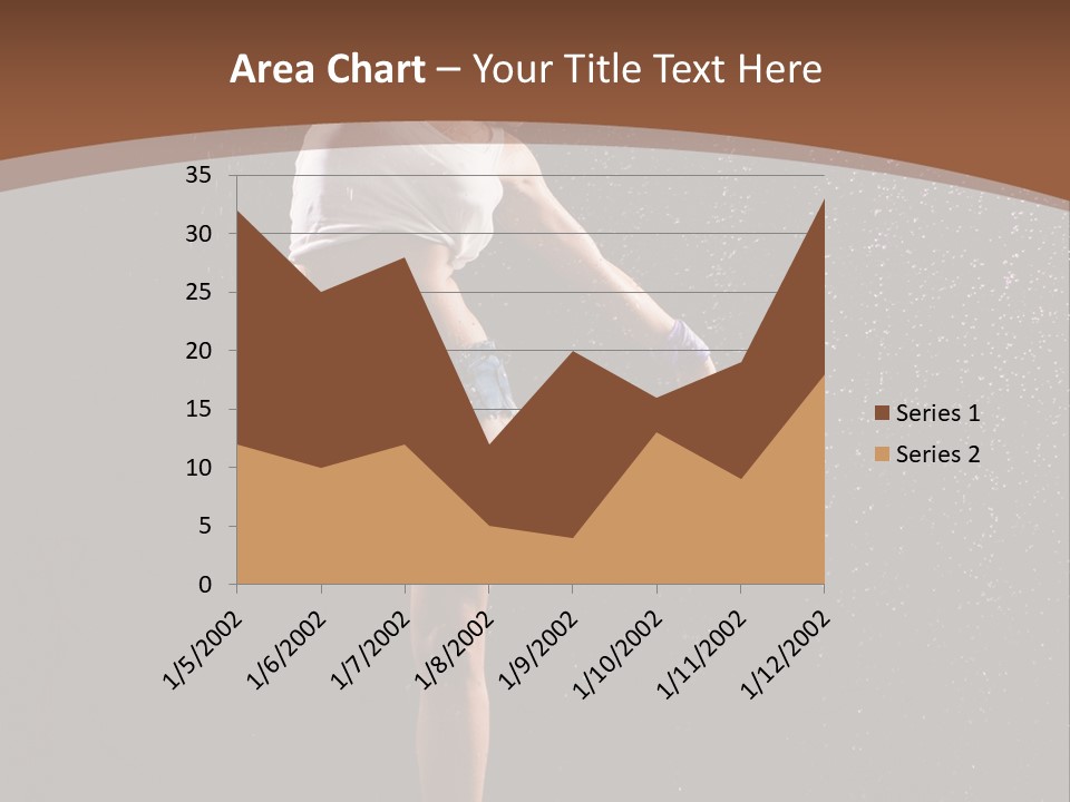 A Woman Jumping In The Air In The Rain PowerPoint Template