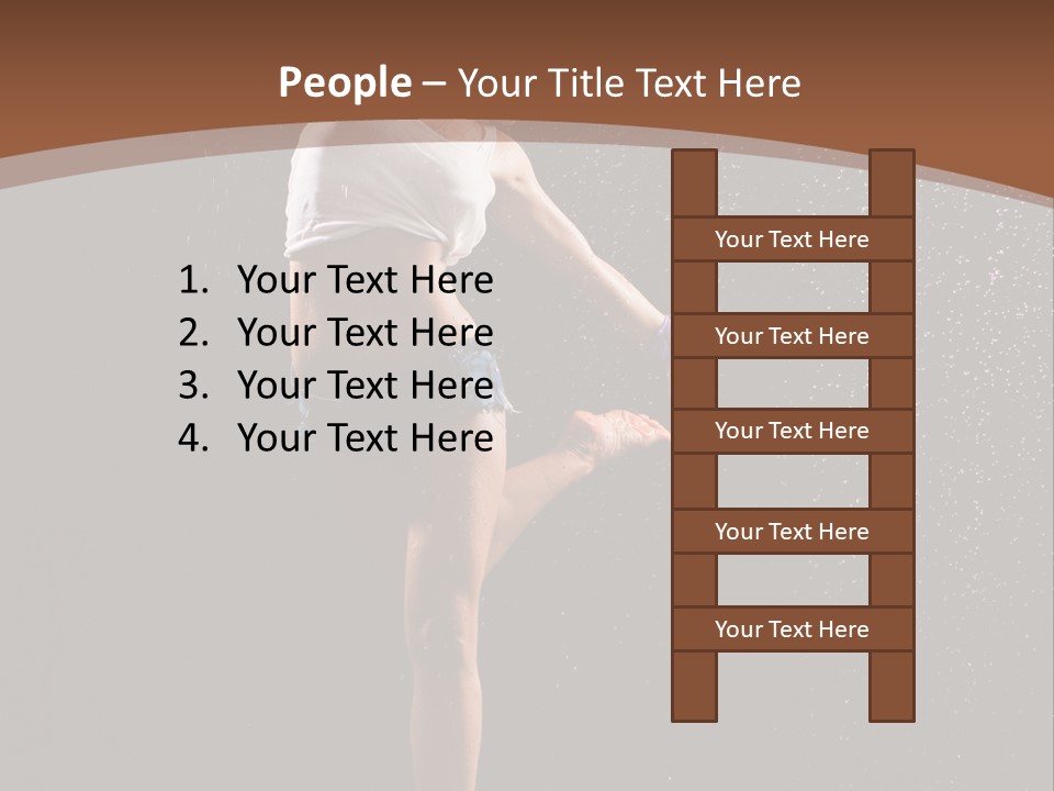 A Woman Jumping In The Air In The Rain PowerPoint Template