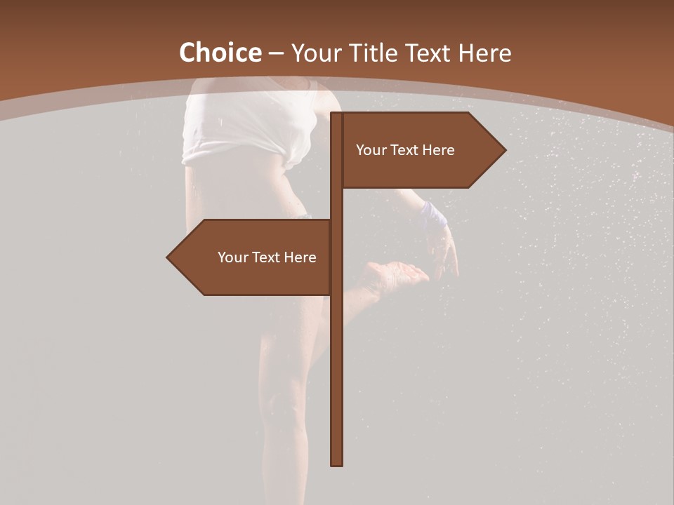 A Woman Jumping In The Air In The Rain PowerPoint Template