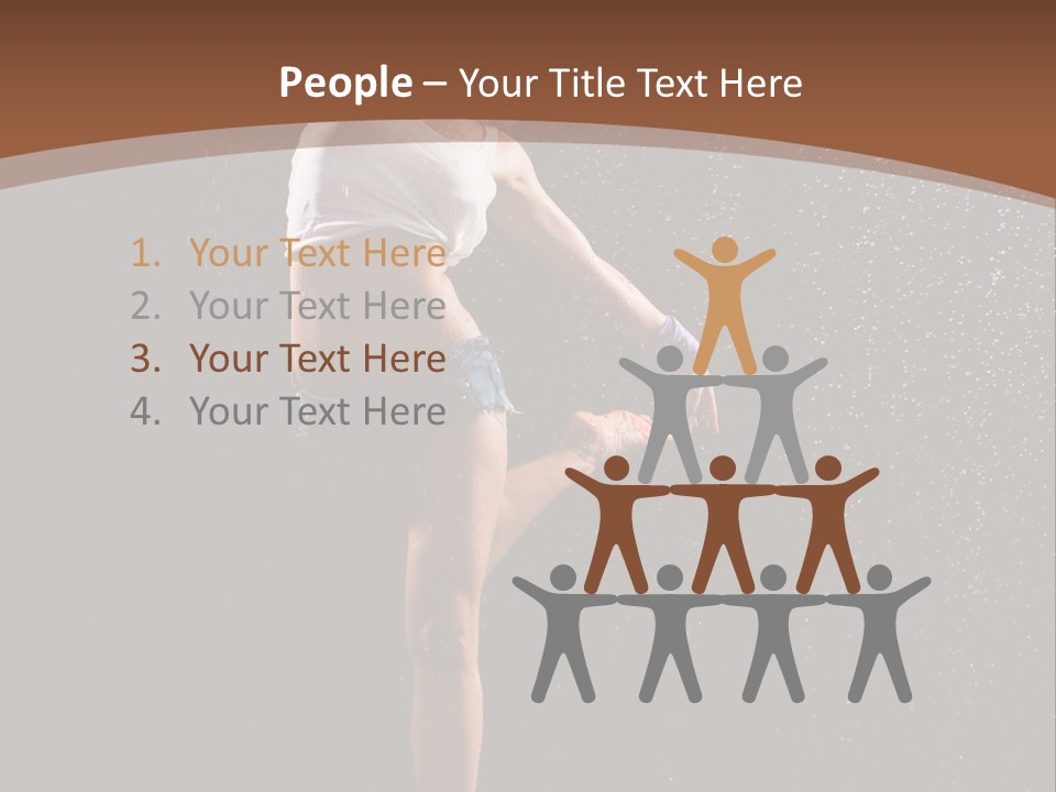 A Woman Jumping In The Air In The Rain PowerPoint Template