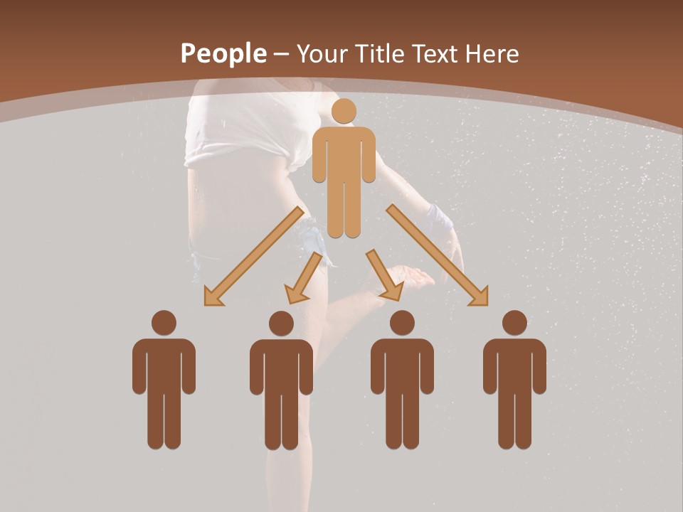 A Woman Jumping In The Air In The Rain PowerPoint Template