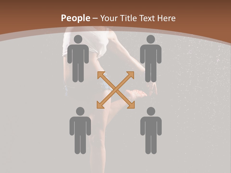 A Woman Jumping In The Air In The Rain PowerPoint Template