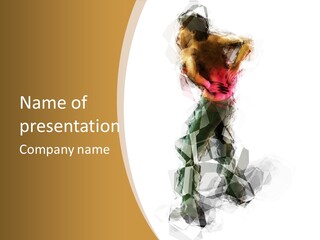 A Woman In A Red Dress Is Dancing On A White And Gold Background PowerPoint Template