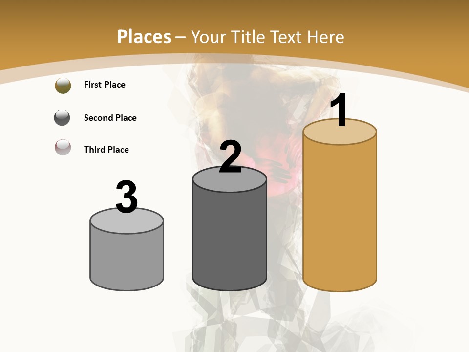 A Woman In A Red Dress Is Dancing On A White And Gold Background PowerPoint Template