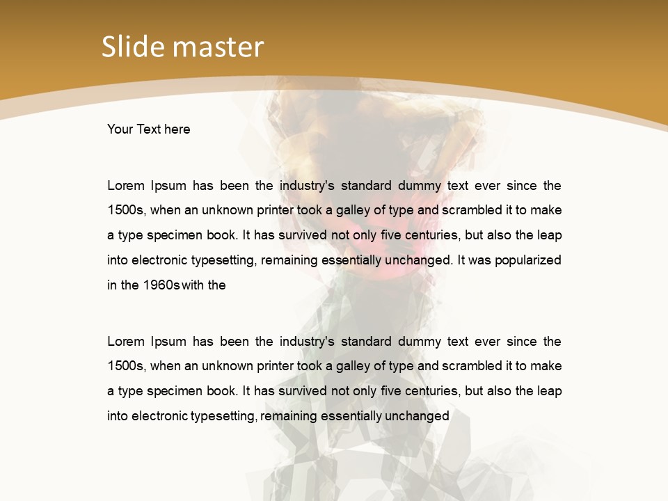 A Woman In A Red Dress Is Dancing On A White And Gold Background PowerPoint Template