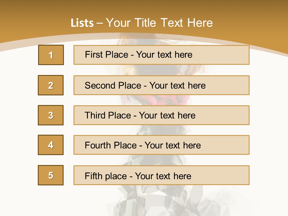 A Woman In A Red Dress Is Dancing On A White And Gold Background PowerPoint Template