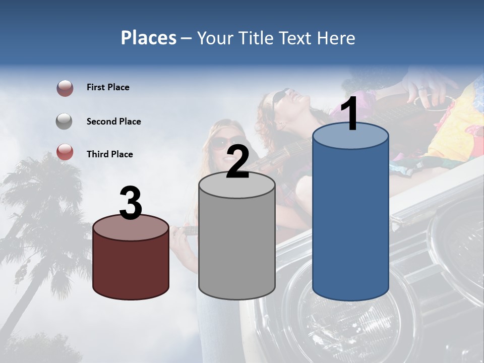 A Couple Of People That Are Sitting In The Back Of A Car PowerPoint Template