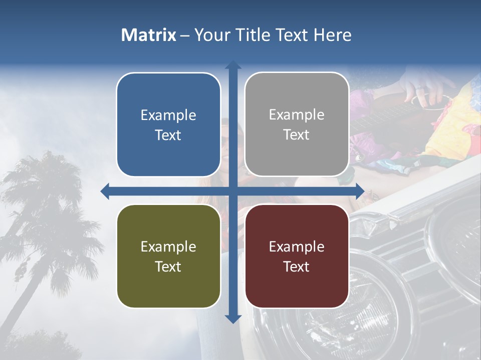 A Couple Of People That Are Sitting In The Back Of A Car PowerPoint Template