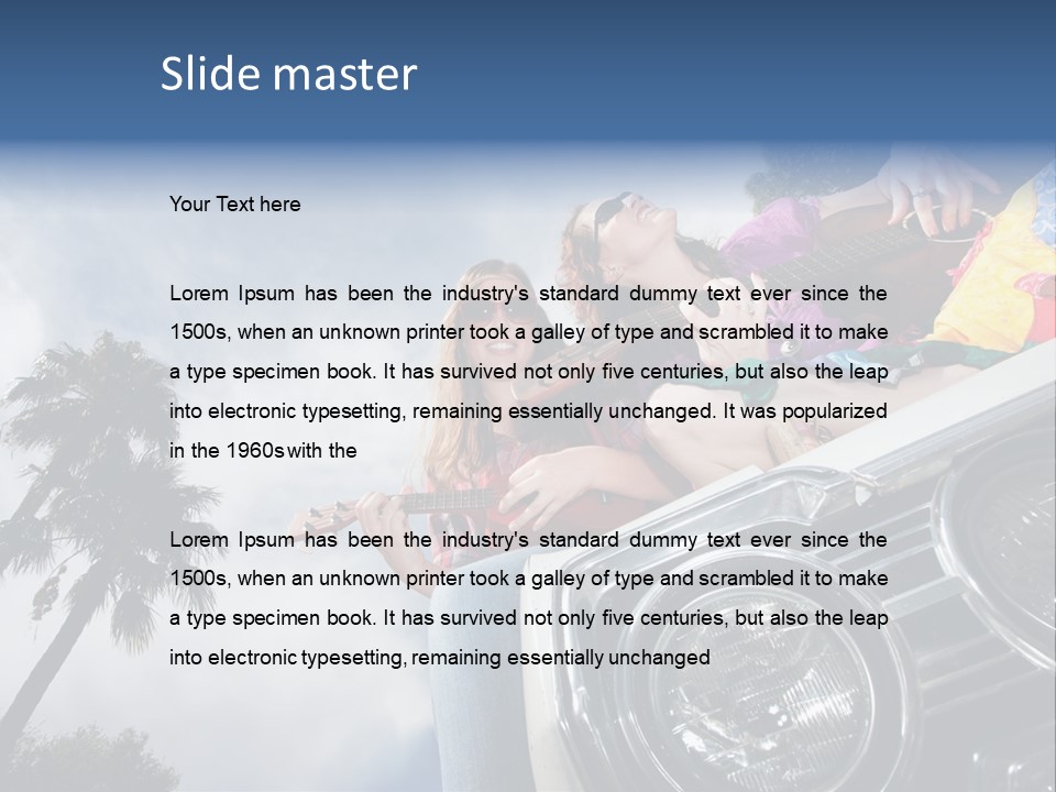 A Couple Of People That Are Sitting In The Back Of A Car PowerPoint Template