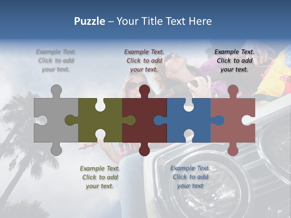 A Couple Of People That Are Sitting In The Back Of A Car PowerPoint Template