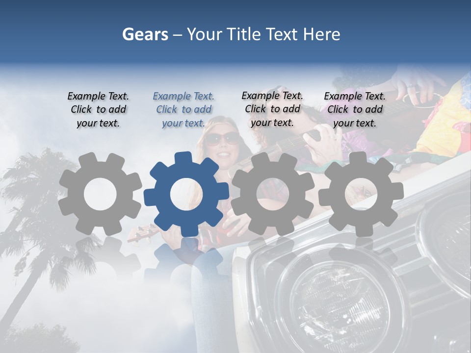 A Couple Of People That Are Sitting In The Back Of A Car PowerPoint Template