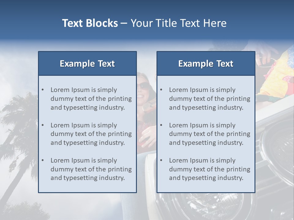 A Couple Of People That Are Sitting In The Back Of A Car PowerPoint Template