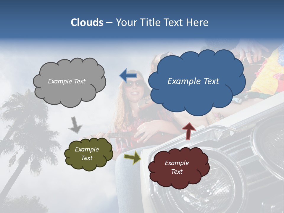 A Couple Of People That Are Sitting In The Back Of A Car PowerPoint Template