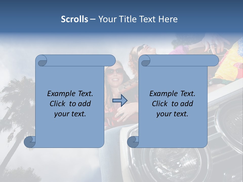 A Couple Of People That Are Sitting In The Back Of A Car PowerPoint Template