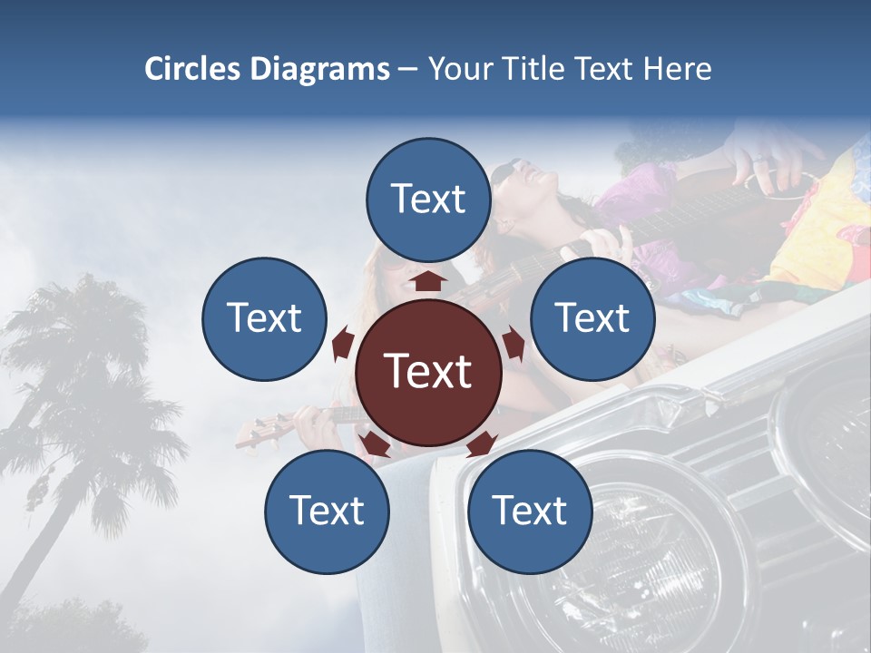 A Couple Of People That Are Sitting In The Back Of A Car PowerPoint Template