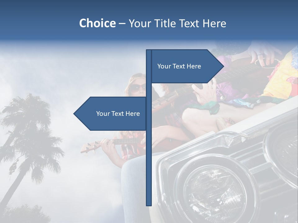 A Couple Of People That Are Sitting In The Back Of A Car PowerPoint Template