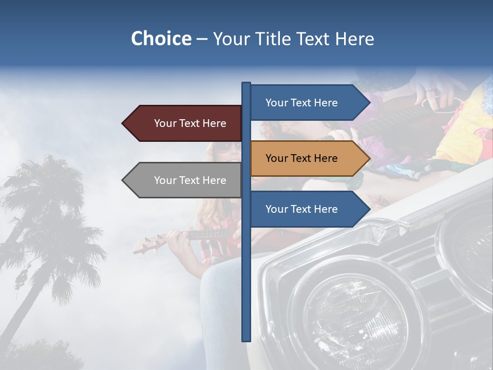 A Couple Of People That Are Sitting In The Back Of A Car PowerPoint Template