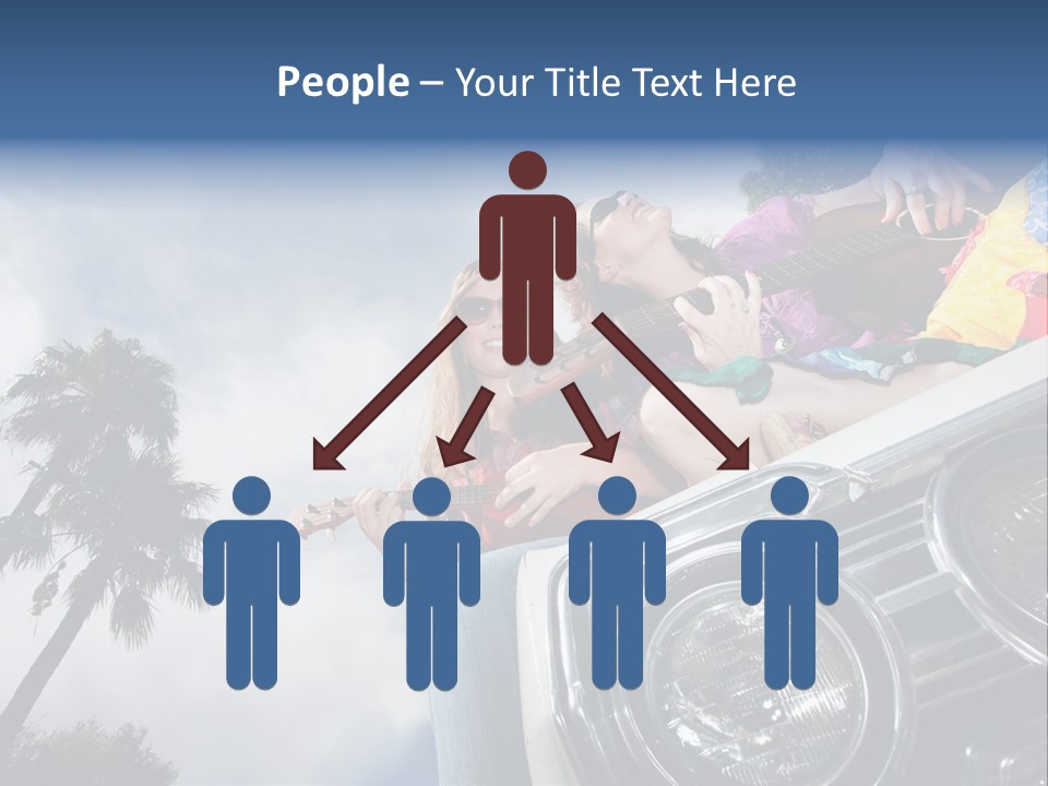 A Couple Of People That Are Sitting In The Back Of A Car PowerPoint Template