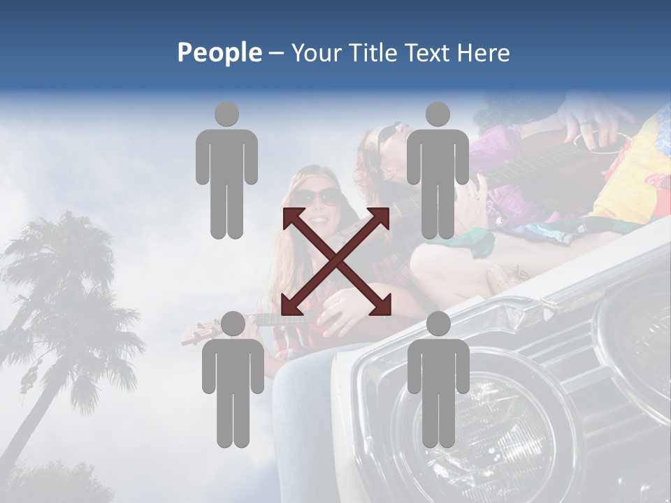 A Couple Of People That Are Sitting In The Back Of A Car PowerPoint Template