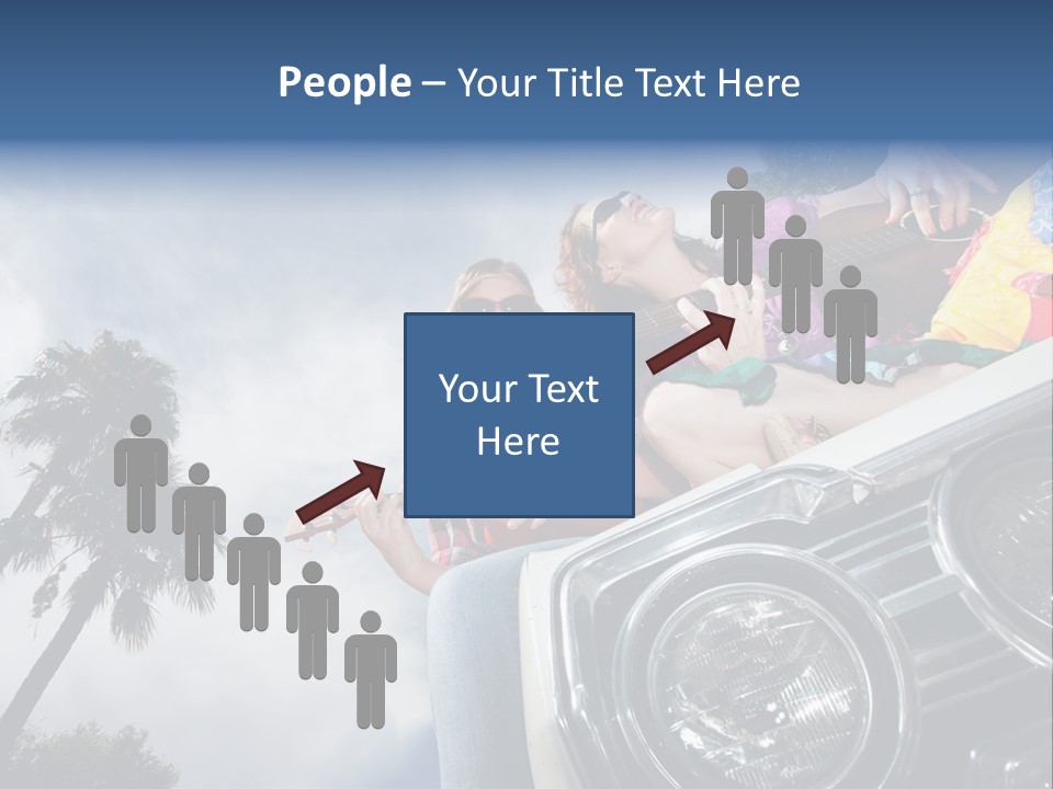 A Couple Of People That Are Sitting In The Back Of A Car PowerPoint Template
