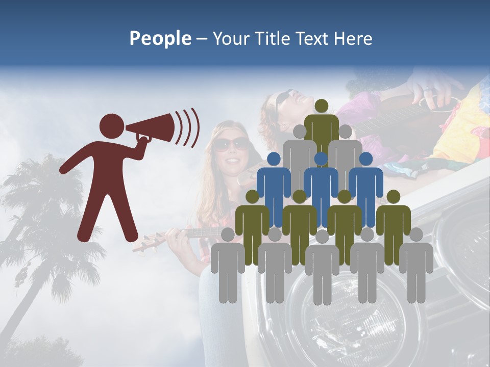 A Couple Of People That Are Sitting In The Back Of A Car PowerPoint Template