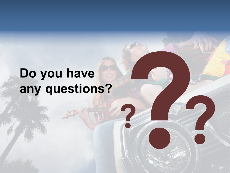 A Couple Of People That Are Sitting In The Back Of A Car PowerPoint Template