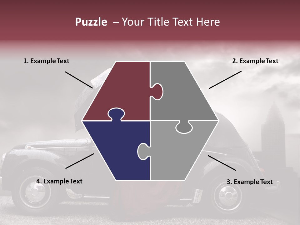 A Woman In A Red Dress Standing Next To A Car With An Umbrella PowerPoint Template