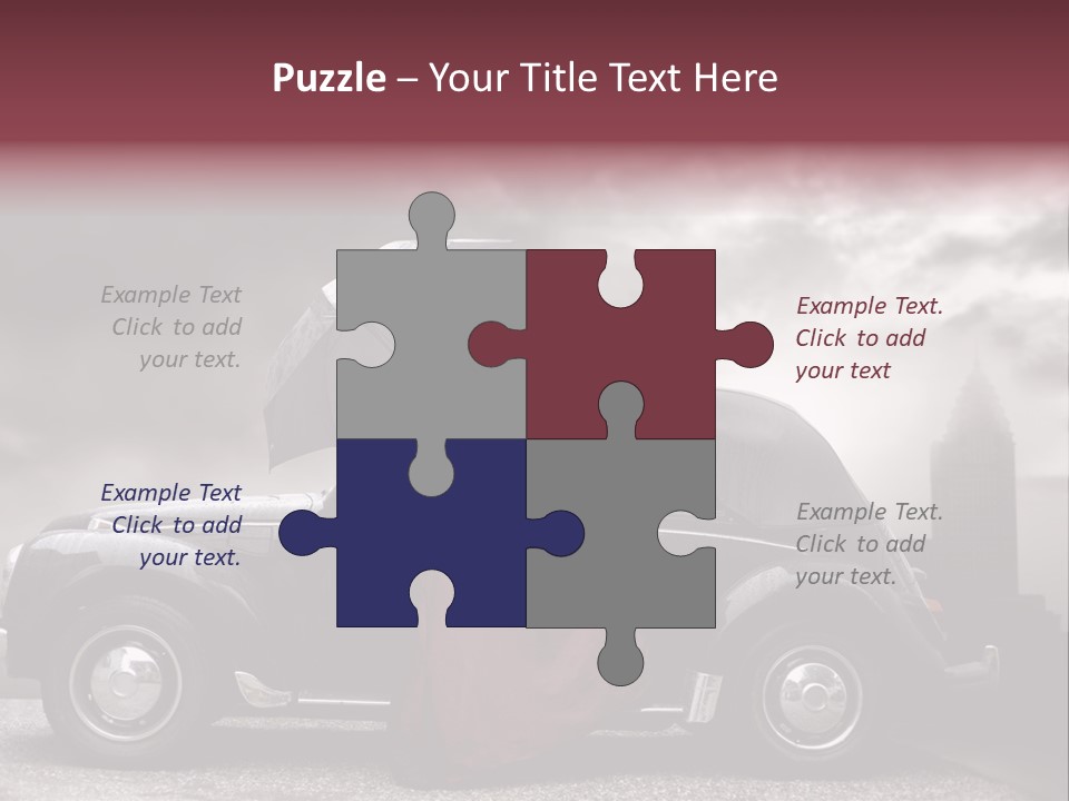 A Woman In A Red Dress Standing Next To A Car With An Umbrella PowerPoint Template