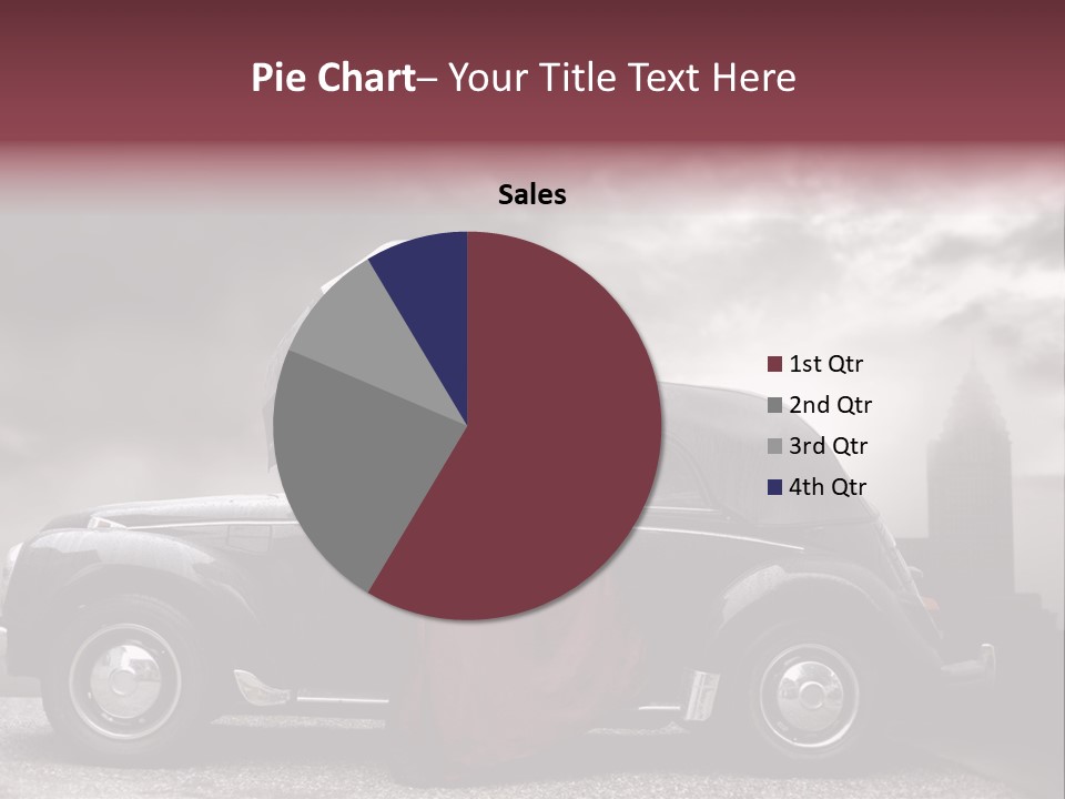 A Woman In A Red Dress Standing Next To A Car With An Umbrella PowerPoint Template