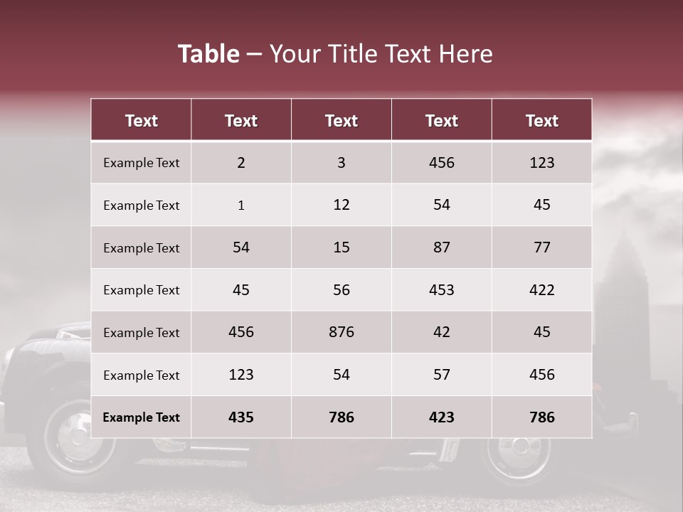 A Woman In A Red Dress Standing Next To A Car With An Umbrella PowerPoint Template