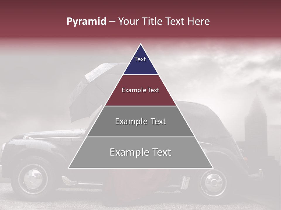 A Woman In A Red Dress Standing Next To A Car With An Umbrella PowerPoint Template