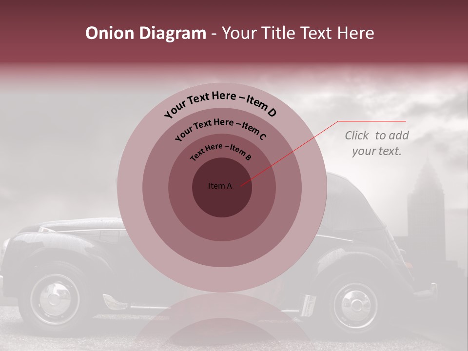 A Woman In A Red Dress Standing Next To A Car With An Umbrella PowerPoint Template