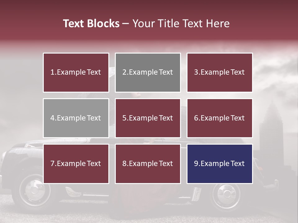 A Woman In A Red Dress Standing Next To A Car With An Umbrella PowerPoint Template