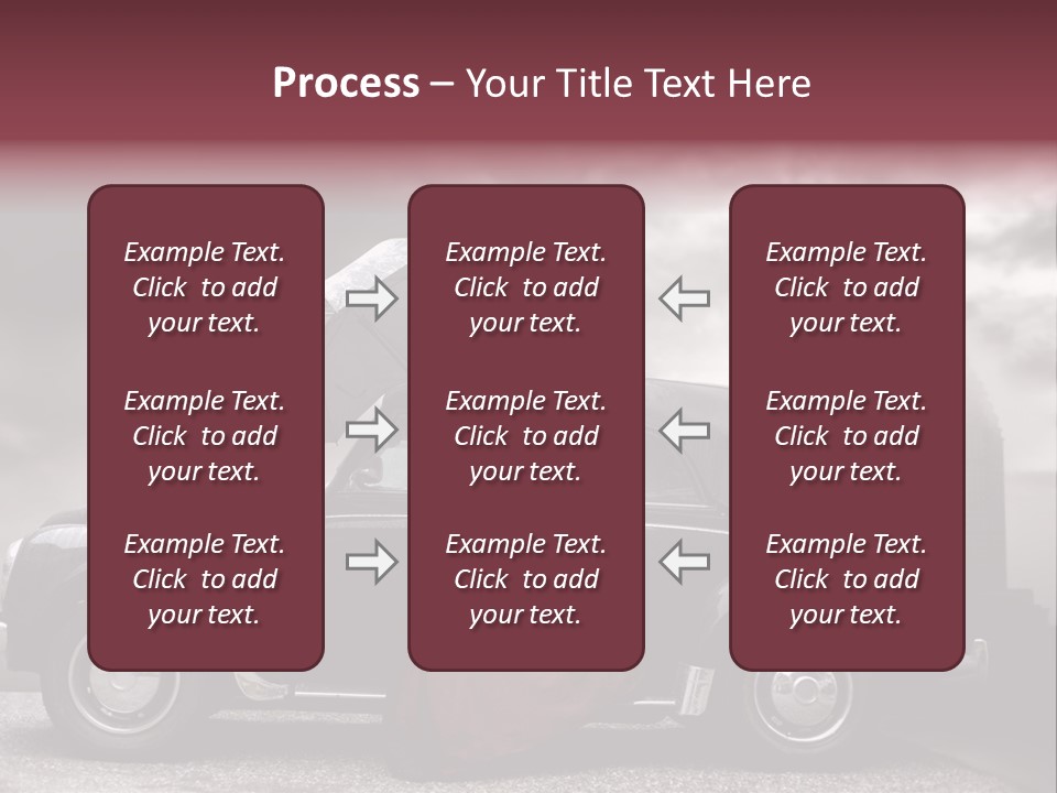 A Woman In A Red Dress Standing Next To A Car With An Umbrella PowerPoint Template