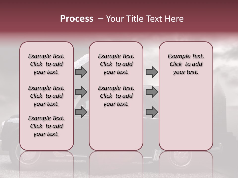 A Woman In A Red Dress Standing Next To A Car With An Umbrella PowerPoint Template