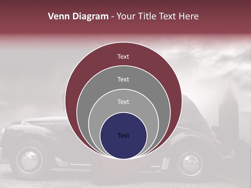 A Woman In A Red Dress Standing Next To A Car With An Umbrella PowerPoint Template