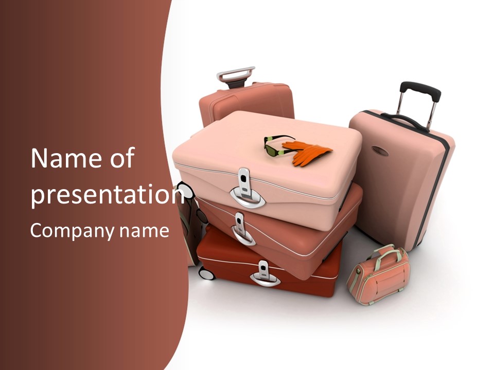 Suitcase Sunglasses Wheels PowerPoint Template