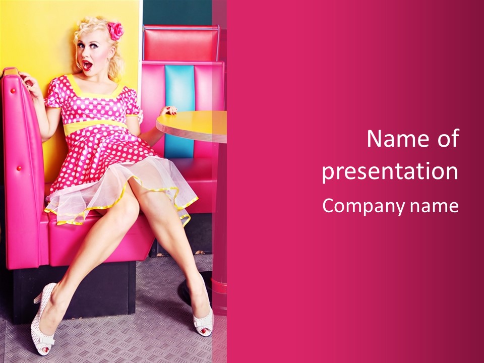 Infantile Woman Diner PowerPoint Template